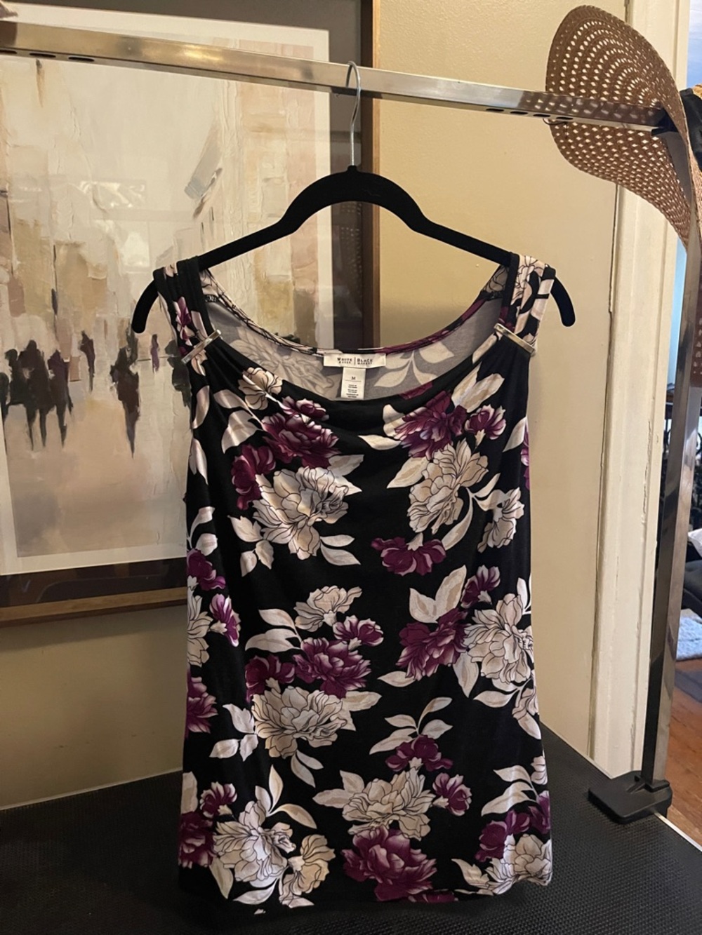 Women’s Floral Sleeveless Top - Black & Purple